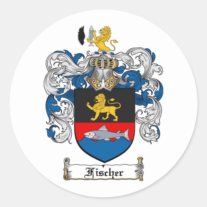 FISCHER FAMILY CREST - FISCHER COAT OF ARMS CLASSIC ROUND STICKER ...