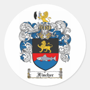 FISCHER FAMILY CREST -  FISCHER COAT OF ARMS CLASSIC ROUND STICKER