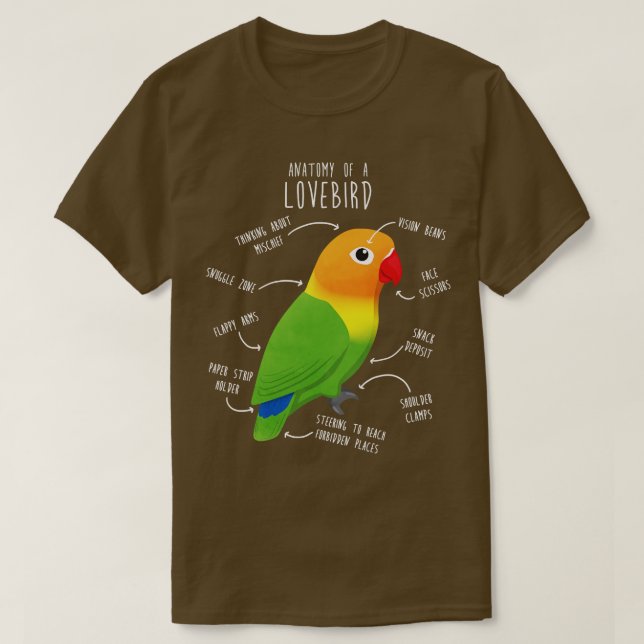 Fischers Lovebird Parrot Anatomy T-Shirt (Design Front)
