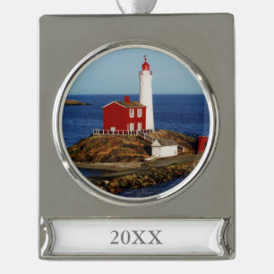 Fisgard Lighthouse Silver Plated Banner Ornament