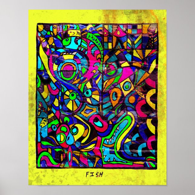 Fish Abstract Art Poster 11 x 14 (Front)