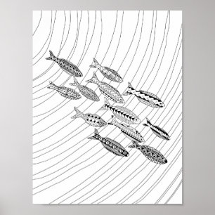 Fish Adult Colouring Poster