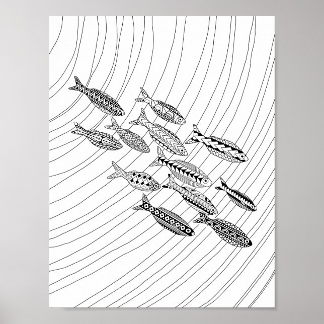 Fish Adult Colouring Poster (Front)