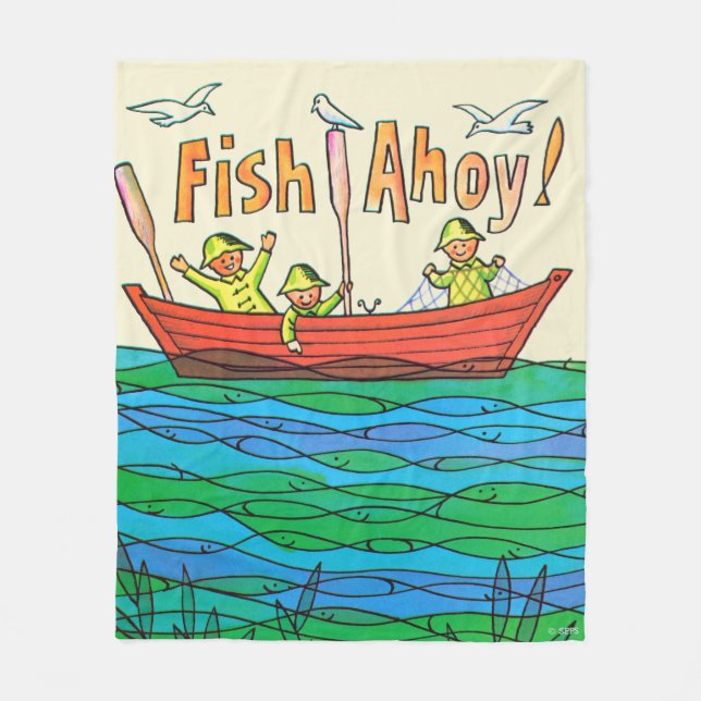 Fish Ahoy! Fleece Blanket (Front)