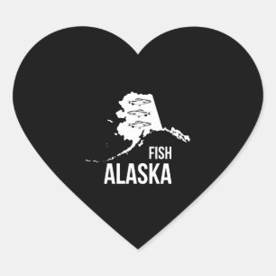Fish Alaska Fishing design Heart Sticker