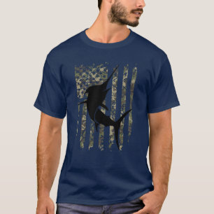 Fish American Flag Camouflaged Fishing T-Shirt
