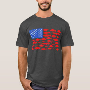 Fish American Flag Fishing 4th of July Men Women M T-Shirt