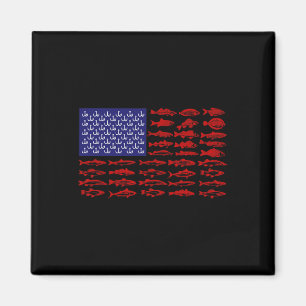 Fish American Flag Patriotic Fishing 4th Of July Magnet