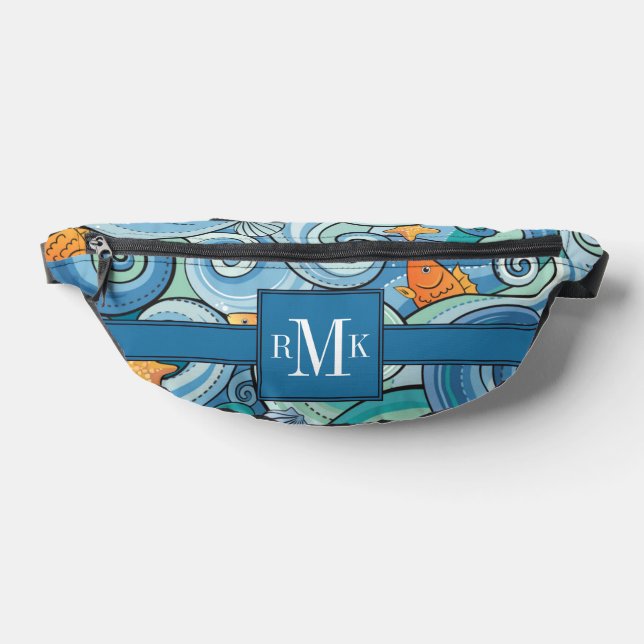 Fish Among The Waves Pattern Bum Bags (Lay Down)