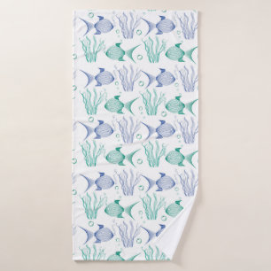 Fish and algae bath towel