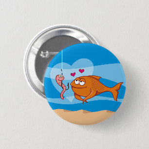 Fish and Bait in Love 6 Cm Round Badge