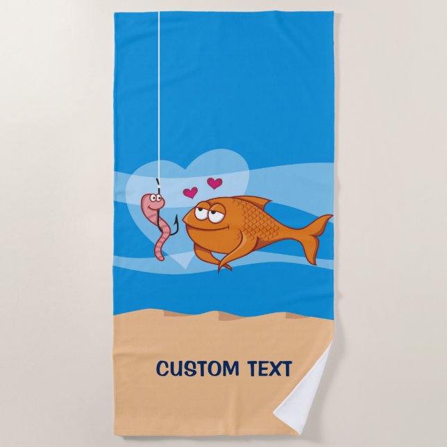 Fish and Bait in Love Beach Towel (Front)
