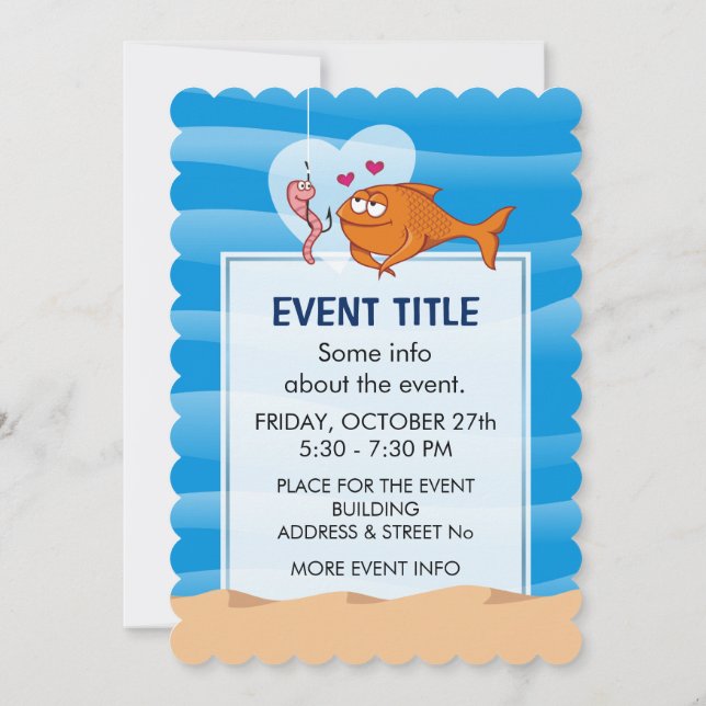 Fish and Bait in Love Invitation (Back)