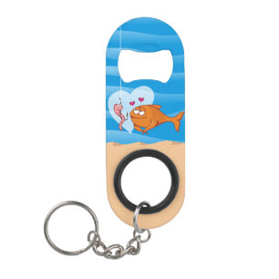 Fish and Bait in Love Keychain Bottle Opener