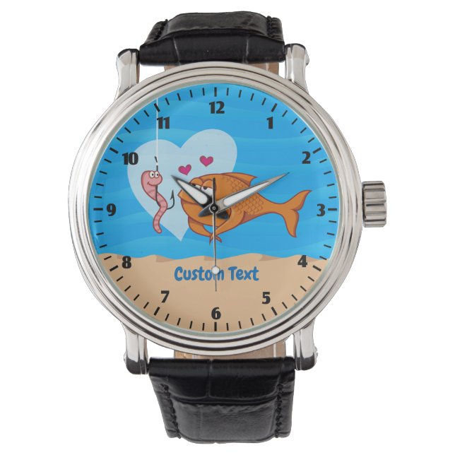 Fish and Bait in Love Wrist Watch (Front)