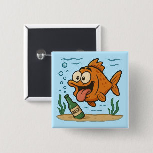 Fish and Beer 15 Cm Square Badge