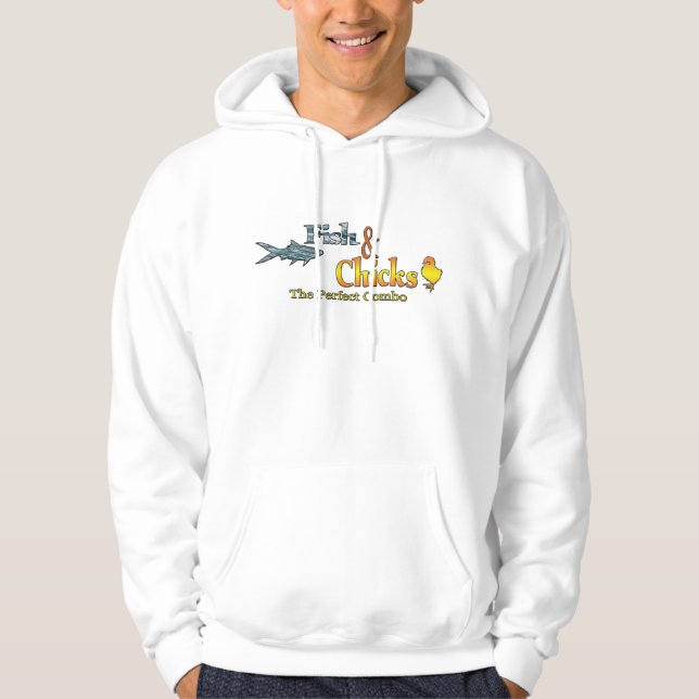 Fish and Chicks Funny Fishing Hoodie (Front)