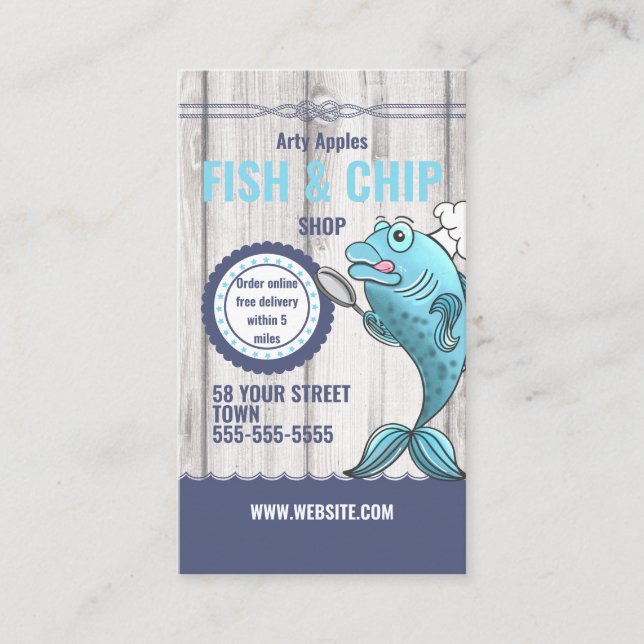 Fish and chip shop fish Fry fundraising Business Card (Front)