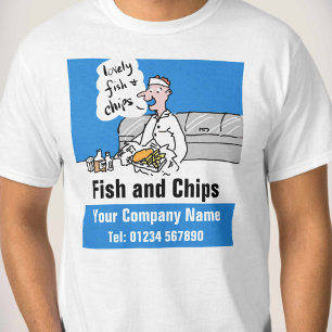 Fish and Chips Cartoon to Personalise T-Shirt