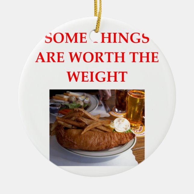 fish and chips ceramic ornament (Front)