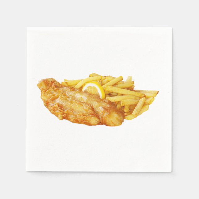 "Fish and Chips" design paper napkins (Front)