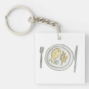 Fish and Chips Key Ring
