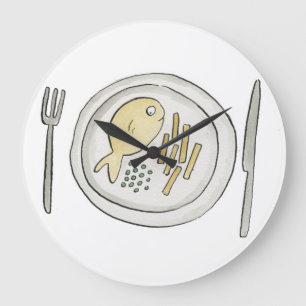 Fish and Chips Large Clock
