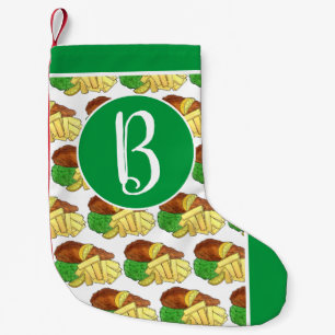 Fish and Chips Peas British Pub Chip Shop Takeaway Small Christmas Stocking