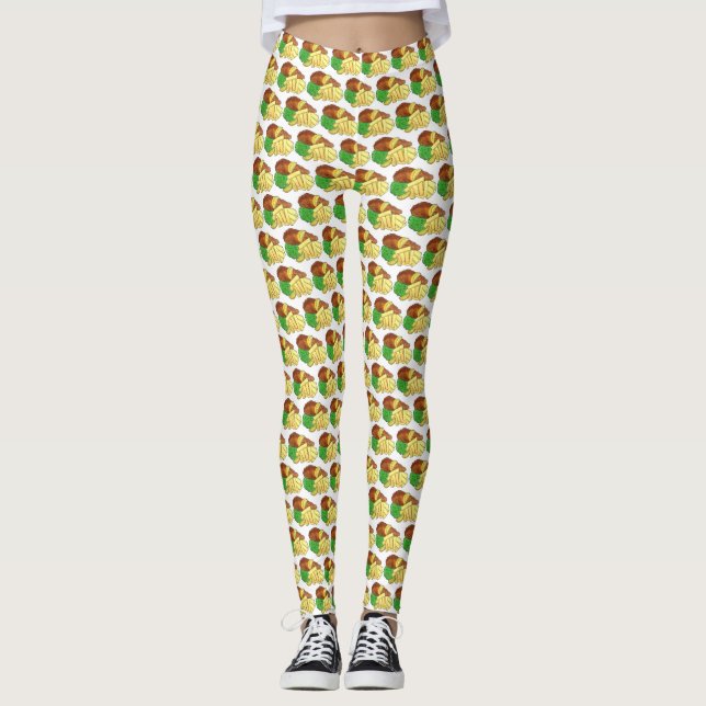 Fish and Chips Peas British Pub Restaurant Food Leggings (Front)