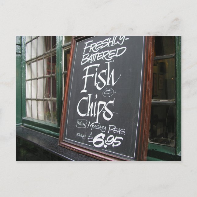 Fish and chips sign postcard (Front)