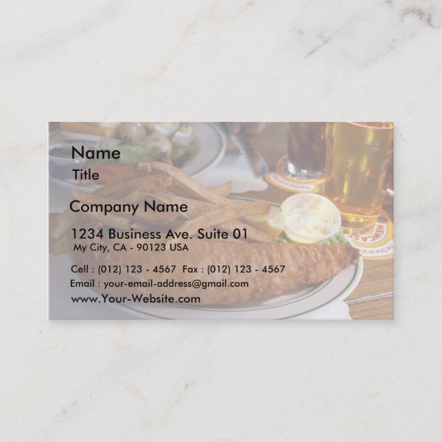 Fish And Chips With A Pint Of Cider Business Card (Front)