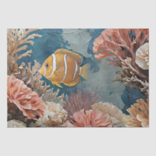 Fish and Coral Acrylic Painting  Tissue Paper