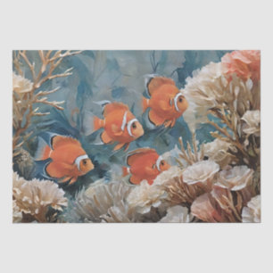 Fish and Coral Acrylic Painting  Tissue Paper