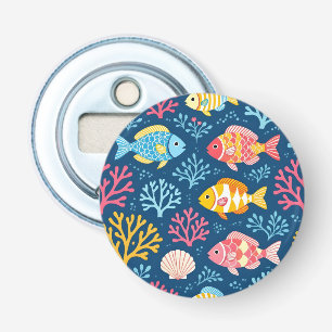 Fish and coral nautical blue bottle opener