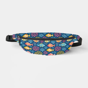 Fish and coral nautical blue bum bags