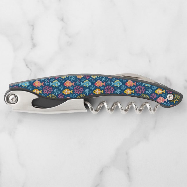 Fish and coral nautical blue corkscrew (Front)