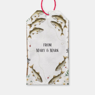 Fish and flower for fish lovers gift tags