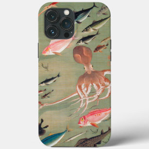 Fish and Octopus Marine Life Illustration iPhone 13 Pro Max Case