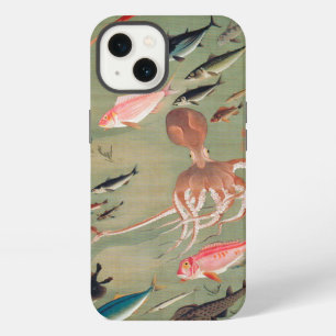Fish and Octopus Marine Life Illustration iPhone 13 Case