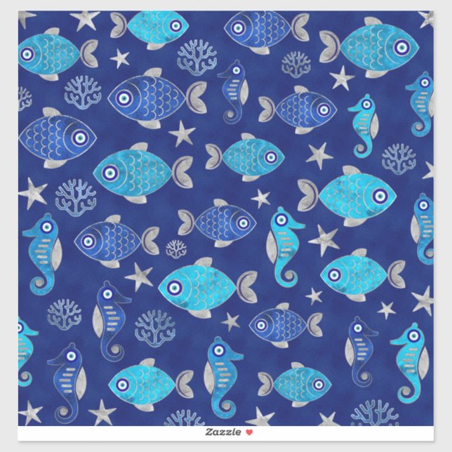 Fish and Seahorse Evil Eye Pattern (Sheet)