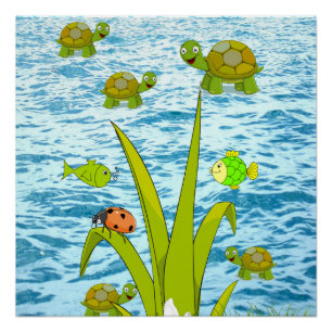 Fish and Turtle Poster Beach House Posters