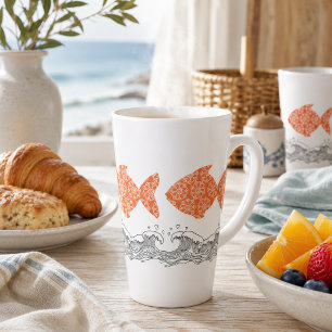 Fish and Waves  Latte Mug