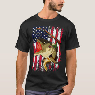 Fish Angling Hobby US Flag American Fisherman Fish T-Shirt