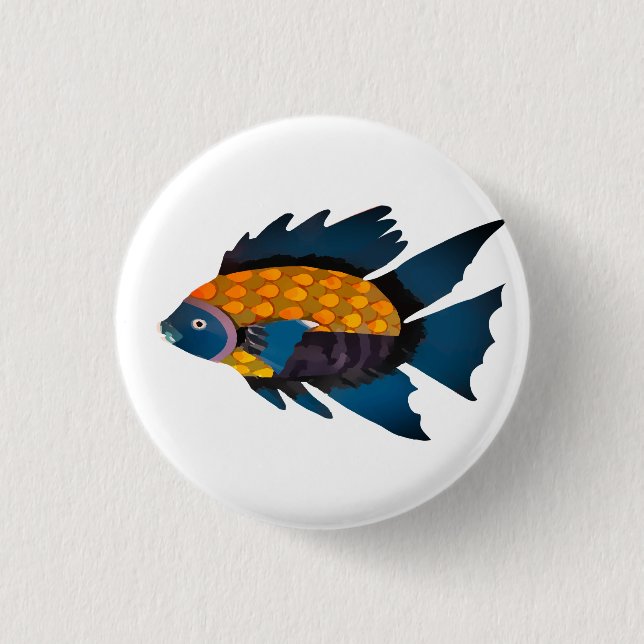 Fish, Animal, Drawing 3 Cm Round Badge (Front)