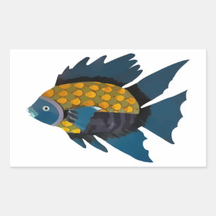 Fish, Animal, Drawing Rectangular Sticker