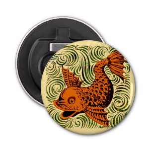 Fish Antique Tile Old art ancient Bottle Opener