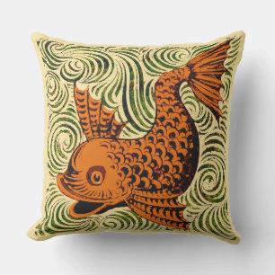 Fish Antique Tile Old art ancient Cushion