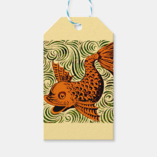 Fish Antique Tile Old art ancient Gift Tags