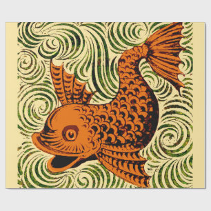 Fish Antique Tile Old art ancient Wrapping Paper