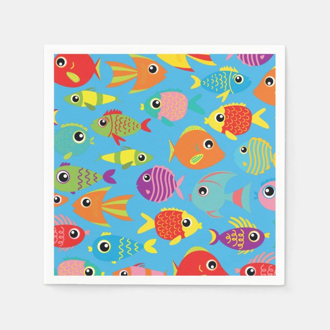 Fish Aquarium 1st Birthday Party Napkins (Front)